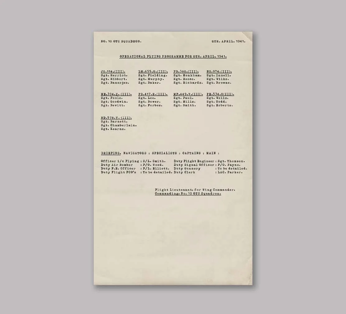 RAF base paperwork — 1941 — All Creatures Great and Small